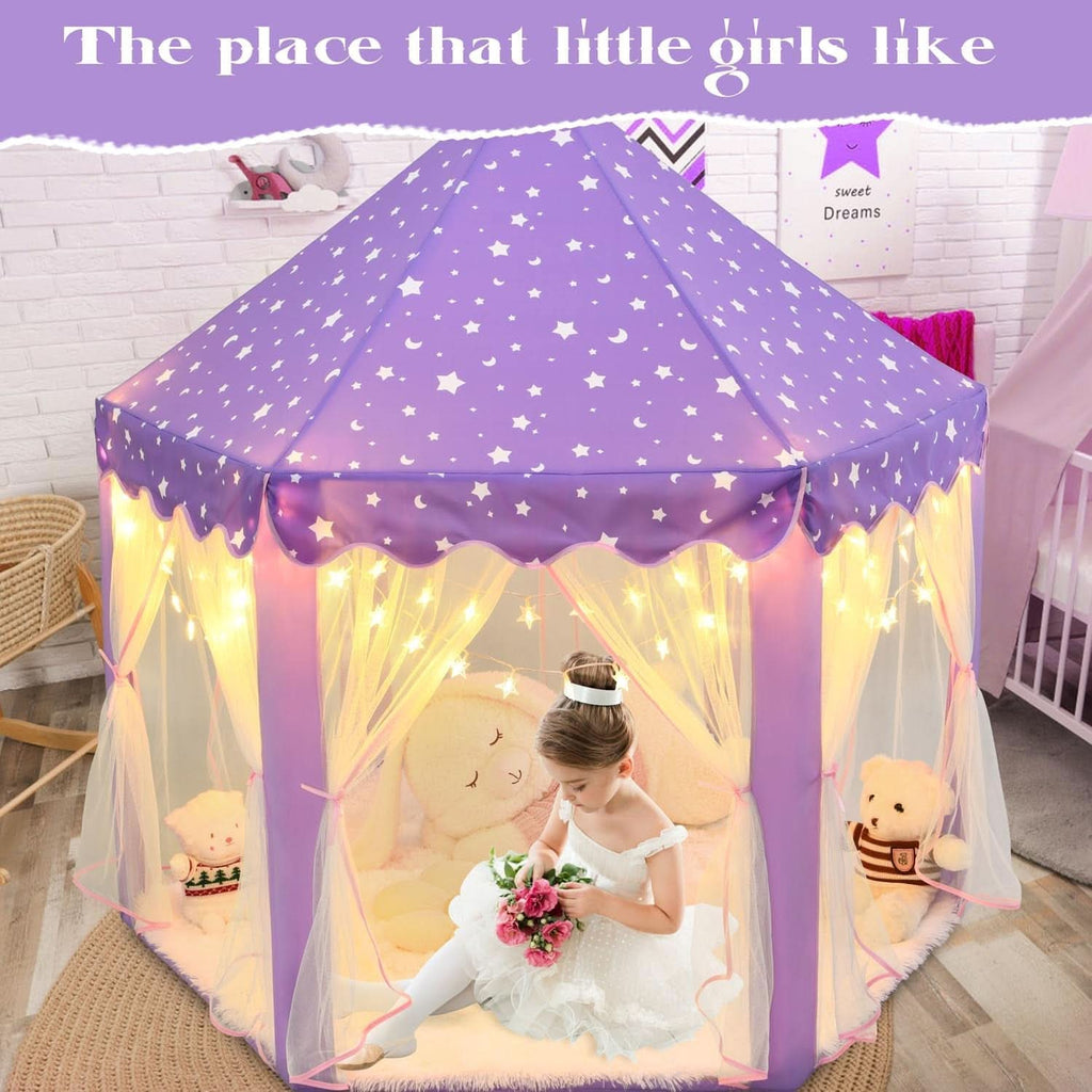Purple Princess Castle Play Tent With 55x53 Inches-2