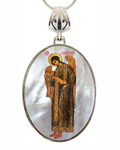 Archangel Saint Gabriel Silver Plated Mother of Pearl Jewelry Necklace - 43041-0