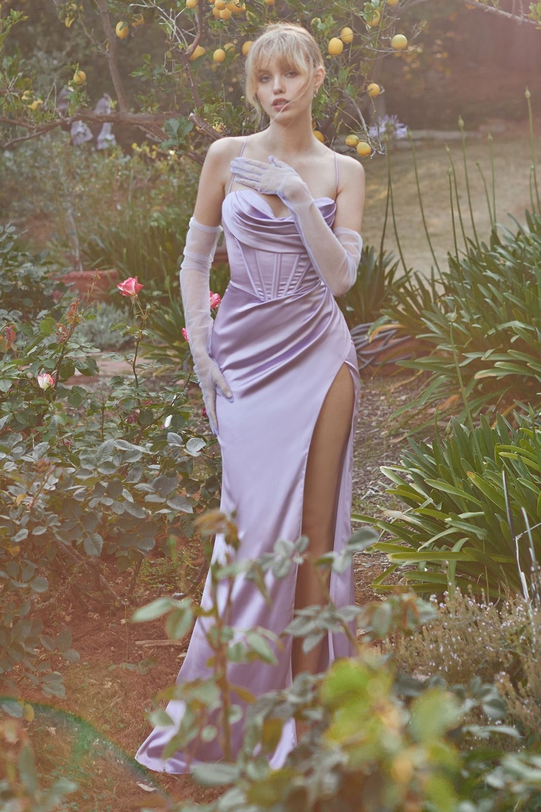 Corset Pleated Satin Gown-9