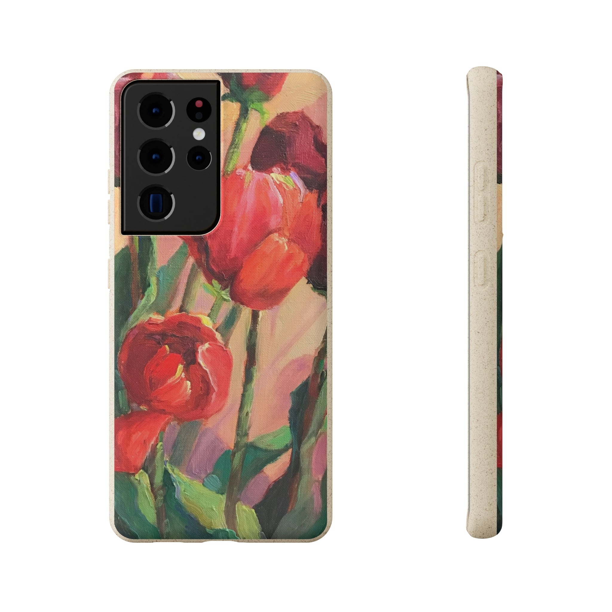 Biodegradable Phone Case with 'Red Tulips' Floral Original Artwork by Barbara Cleary-38