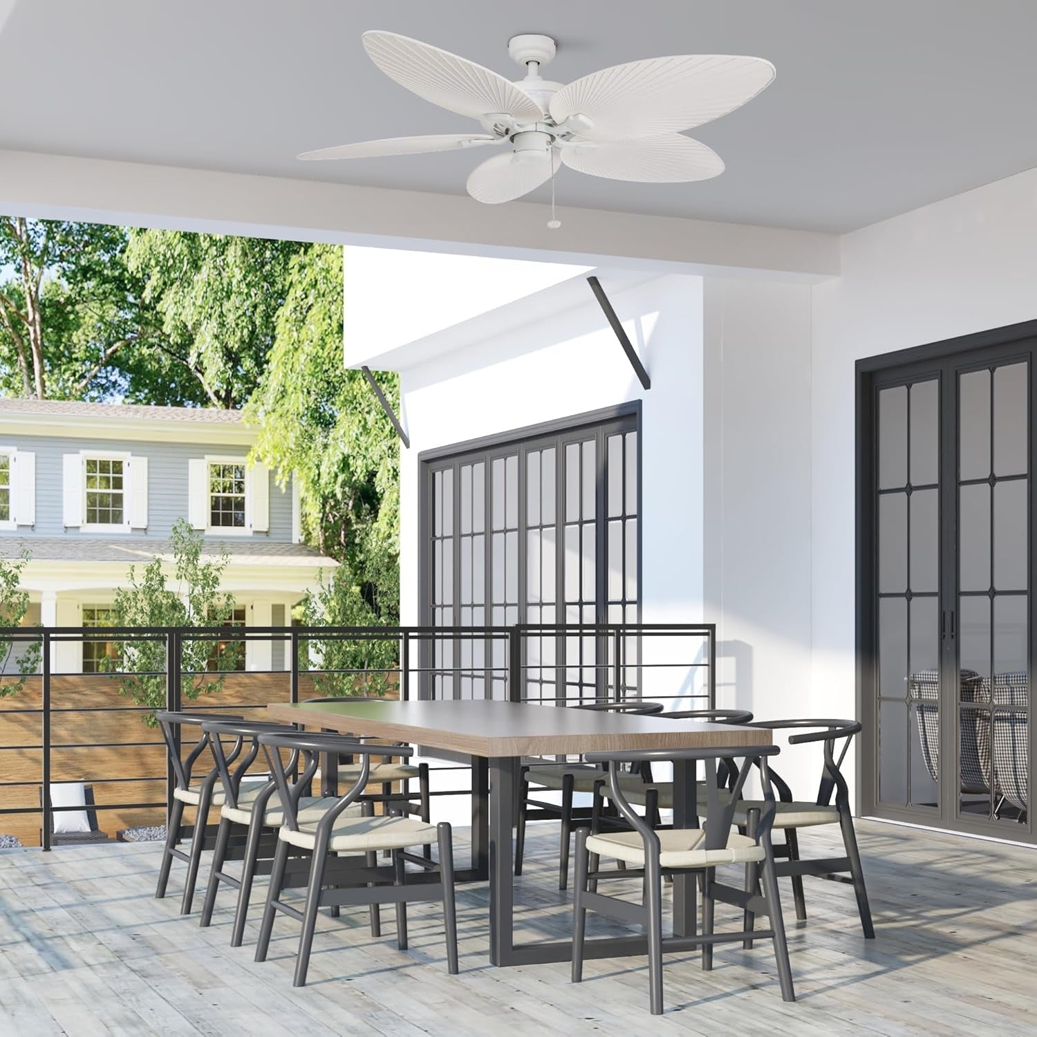 52 Inches Outdoor Palm Ceiling Fan Weather proofing-1