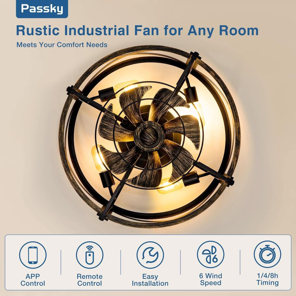 Twenty Inch Industrial Black Flushmount Ceiling Fan-2