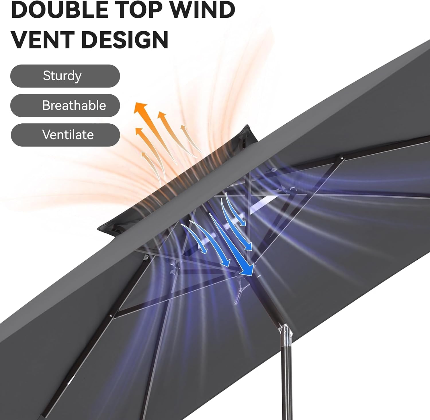 Rectangular Outdoor Patio Umbrella Six Point Six By Ten Feet Tilt-3