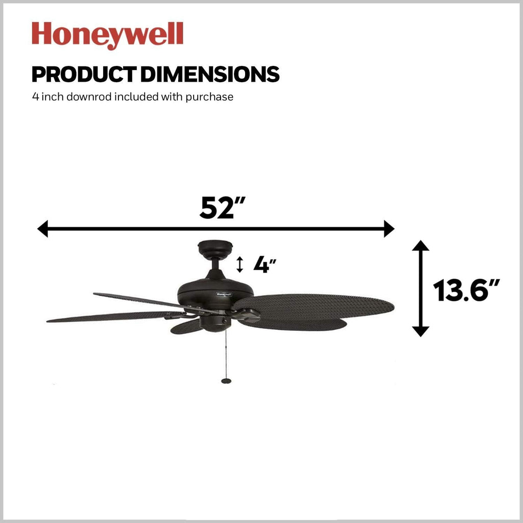 52 Inch Bronze Ceiling Fan Handcrafted Leaf Blades Outdoor-4