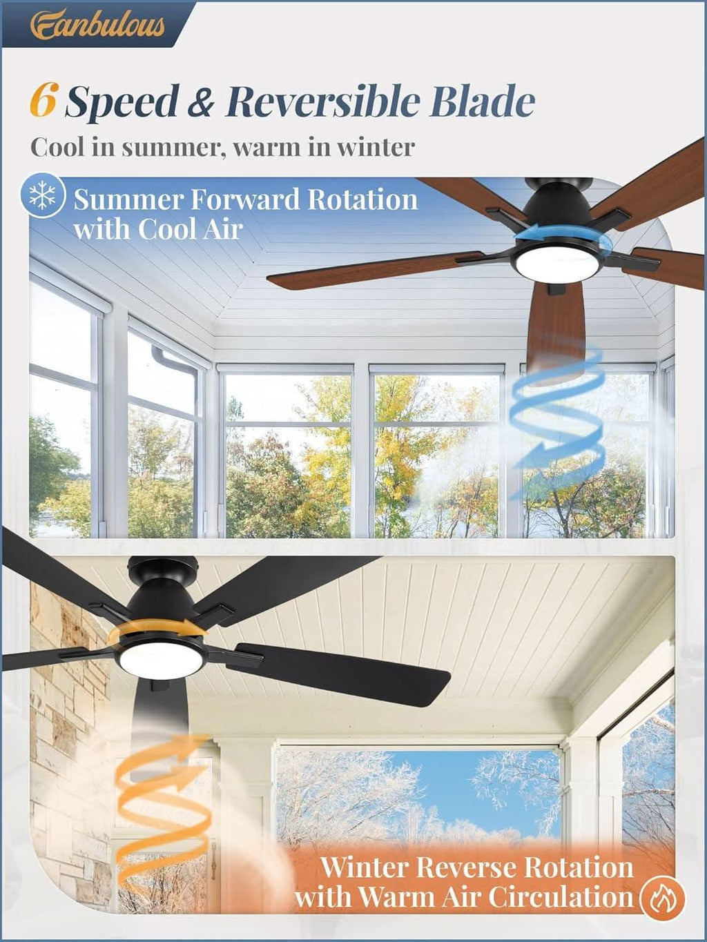 52 Inch Ceiling Fan With Lights Remote App Control-3