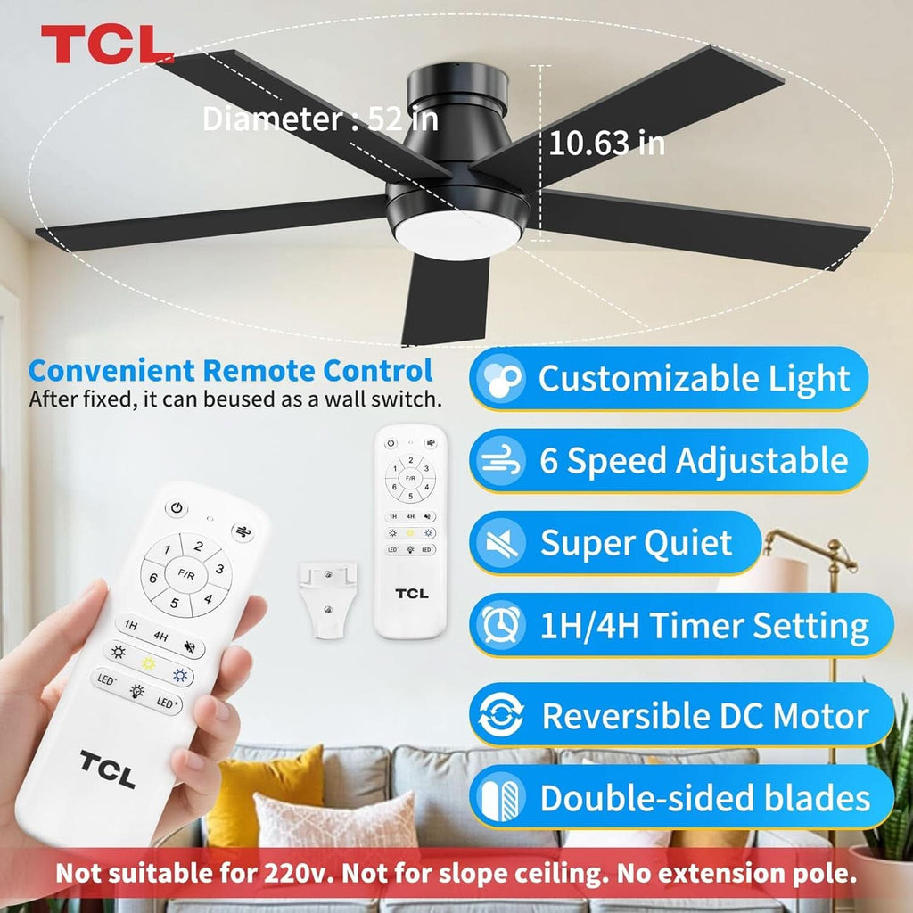 52 Inch Contemporary Ceiling Fan With Remote Control-2