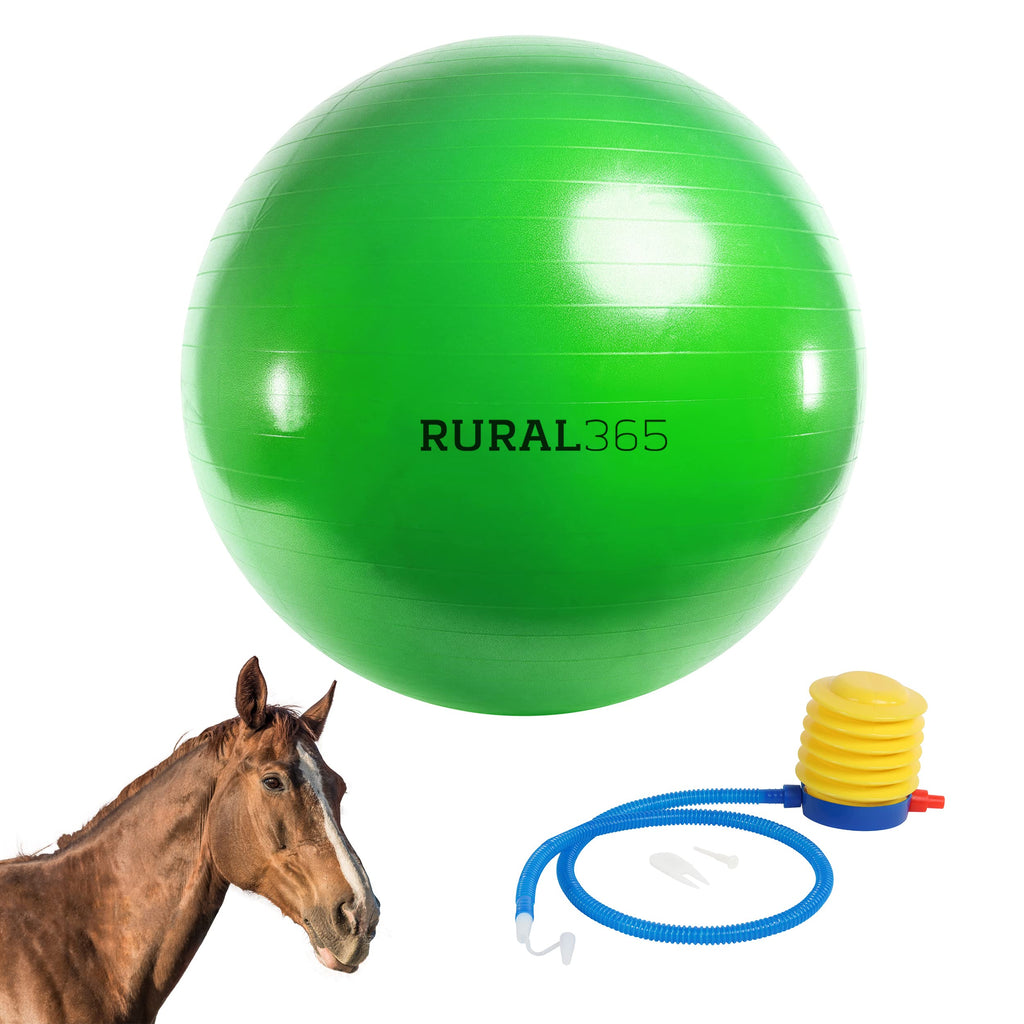 Rural365 | Large Horse Ball Toy in Green 40” Inch Ball Anti-Burst Giant Horse Ball – Horse Soccer Ball Pump Included