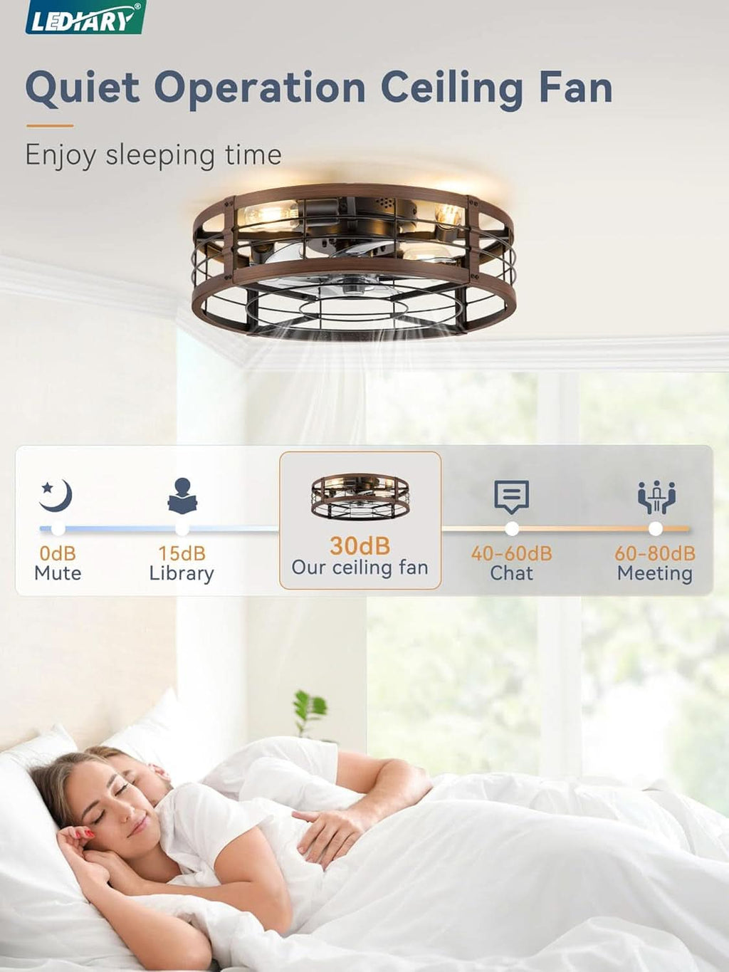 20 Inch Walnut Industrial Enclosed Caged Ceiling Fan-1