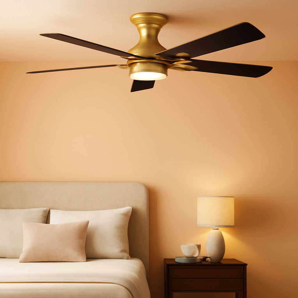 52 Inch Goldtone Fandelier Flush Mount Fan Dimmable LED-0