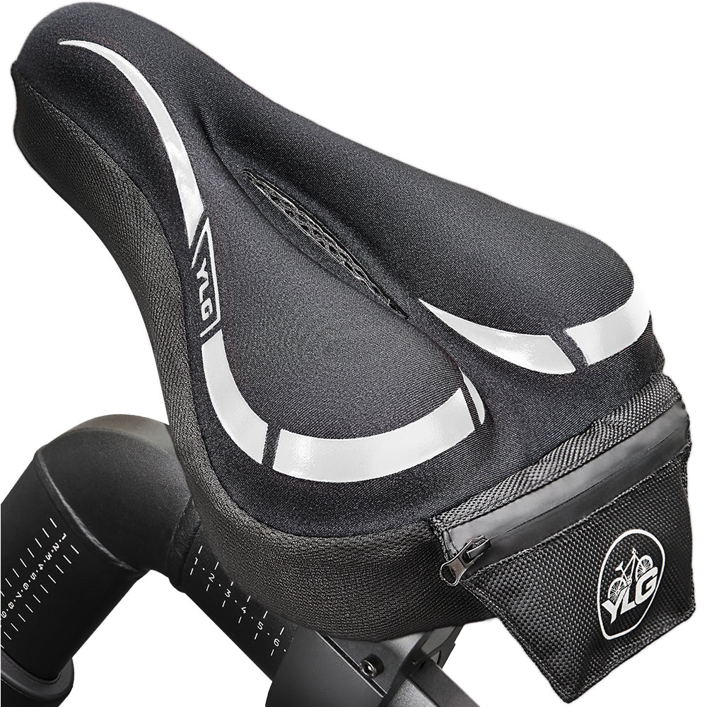 YC 7, YLG Silver White Memory Foam Bike seat Cover  11" x 7" White-0