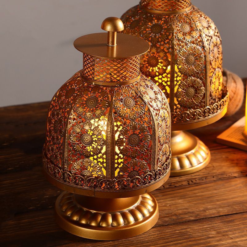Vintage Moroccan Gold Lattice Candle Holder-0