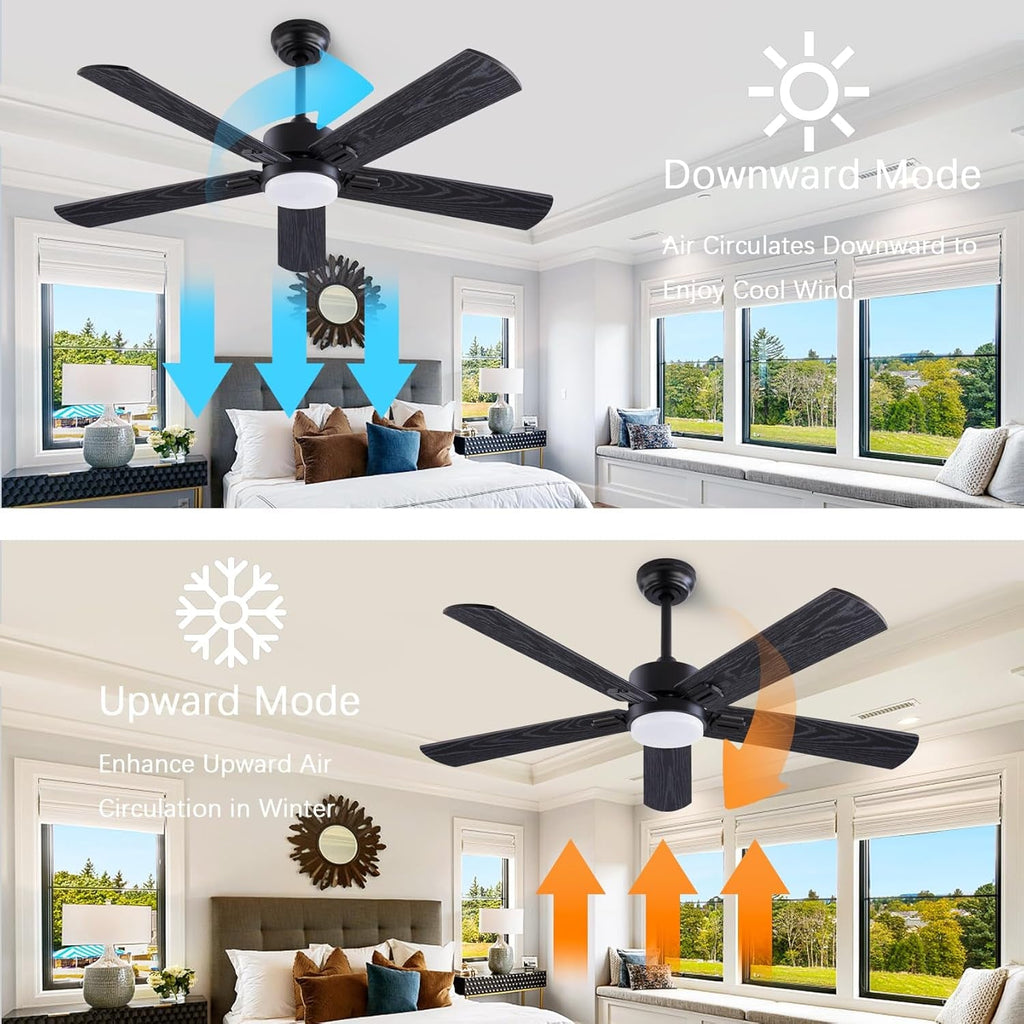 52Inch Black Walnut Ceiling Fan Integrated LED Light-4