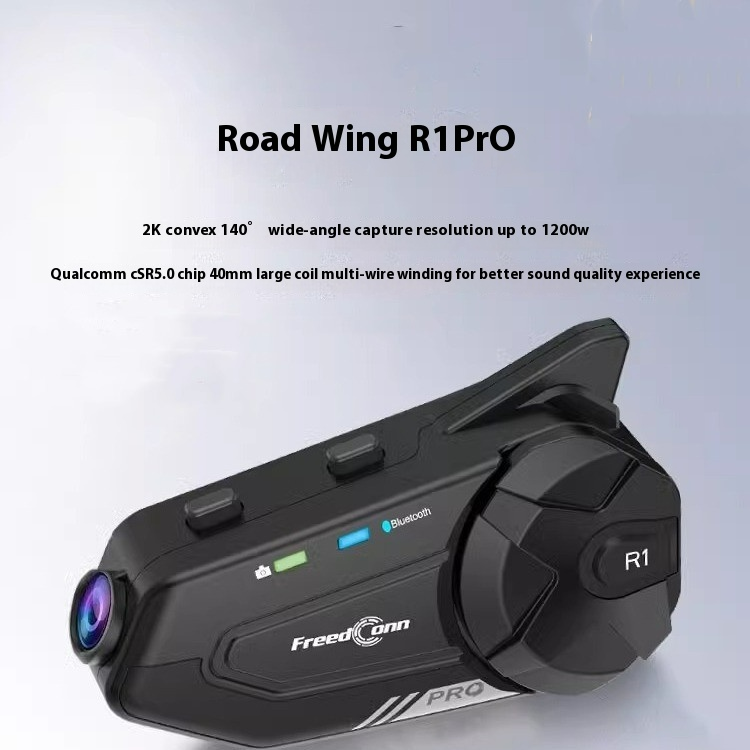 Motorcycle Helmet Bluetooth R1 Headset with Integrated Camera