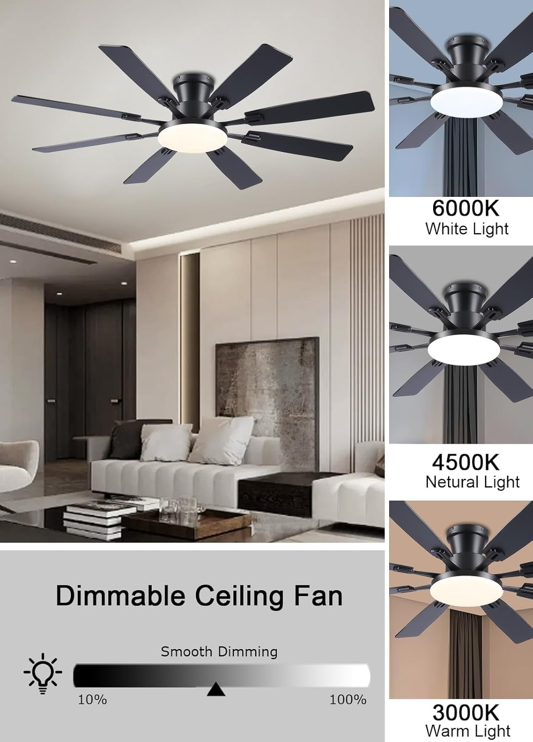 60Inch Black Industrial Grade Ceiling Fan With Lights-4