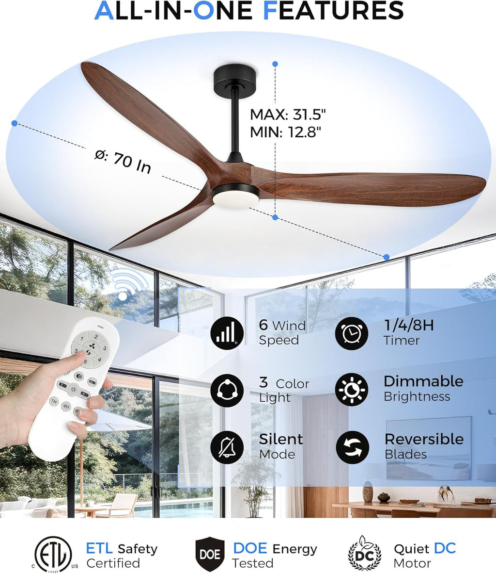 70-Inch DC Ceiling Fan With Remote LED-Illuminated-4