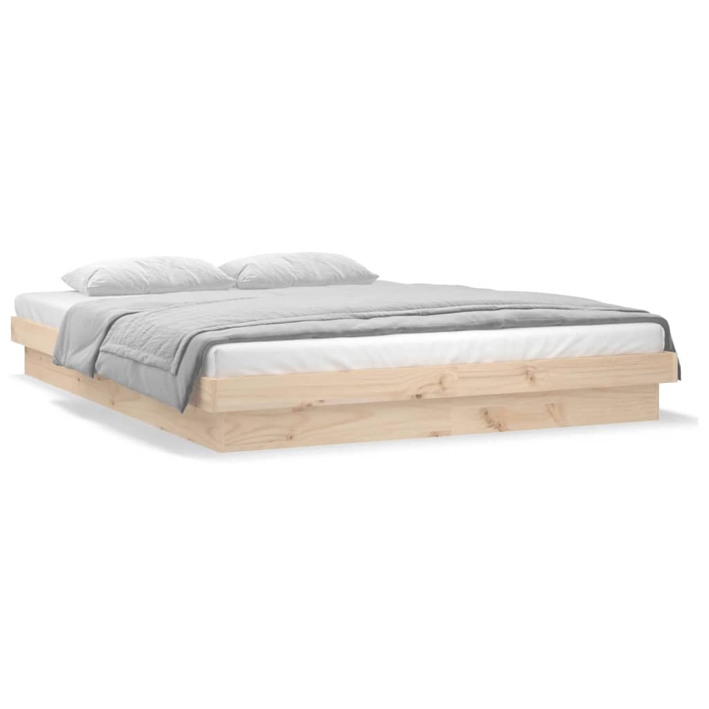 NNEVL LED Bed Frame without Mattress 150x200 cm Solid Wood