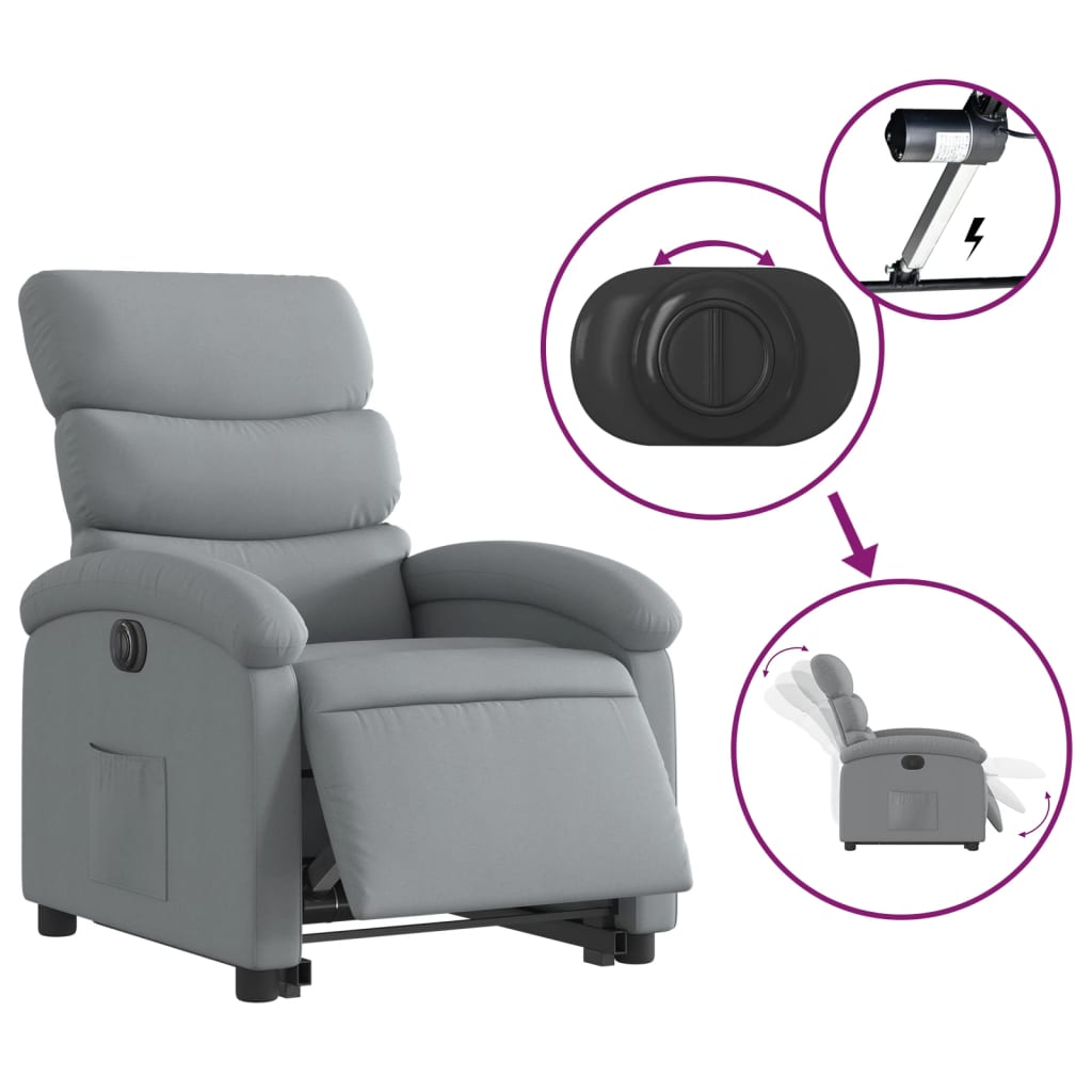 vidaXL Electric Stand up Recliner Chair Light Gray Fabric