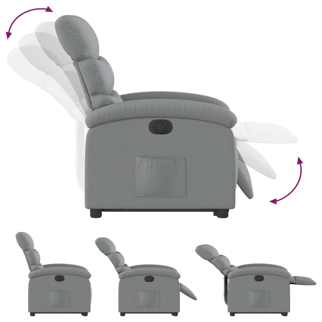 vidaXL Electric Stand up Recliner Chair Light Gray Fabric