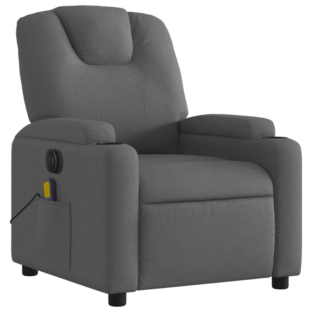vidaXL Electric Massage Recliner Chair Dark Gray Fabric