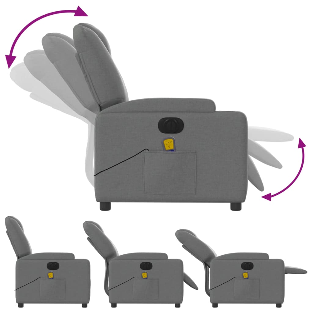 vidaXL Electric Massage Recliner Chair Dark Gray Fabric