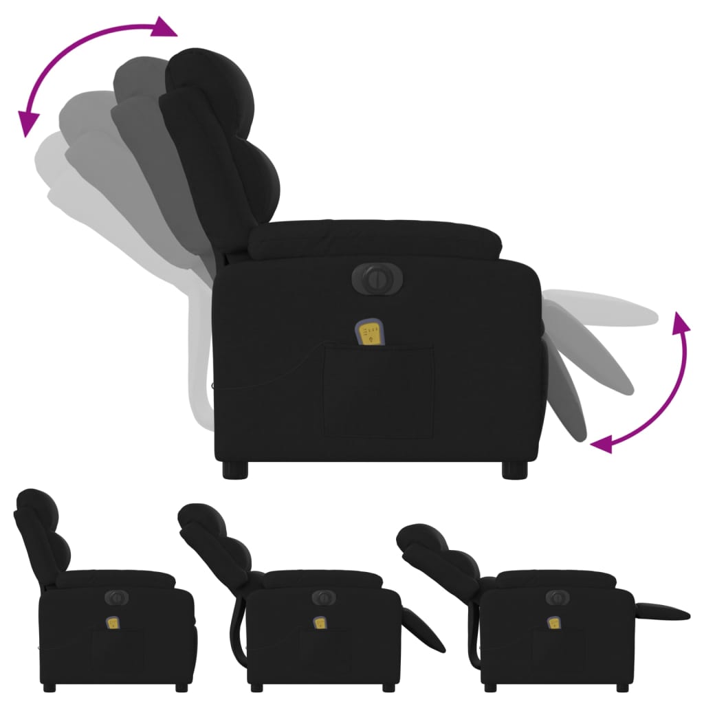 vidaXL Electric Massage Recliner Chair Black Fabric
