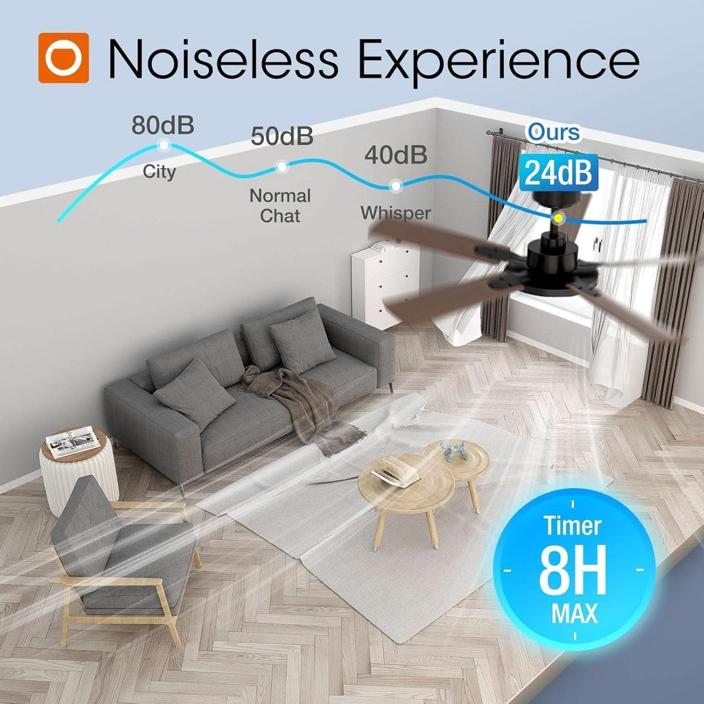 52 Inch Black Ceiling Fan With Remote Integrated Light-4