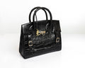 Stacy - Black Croc Tote Bag-0