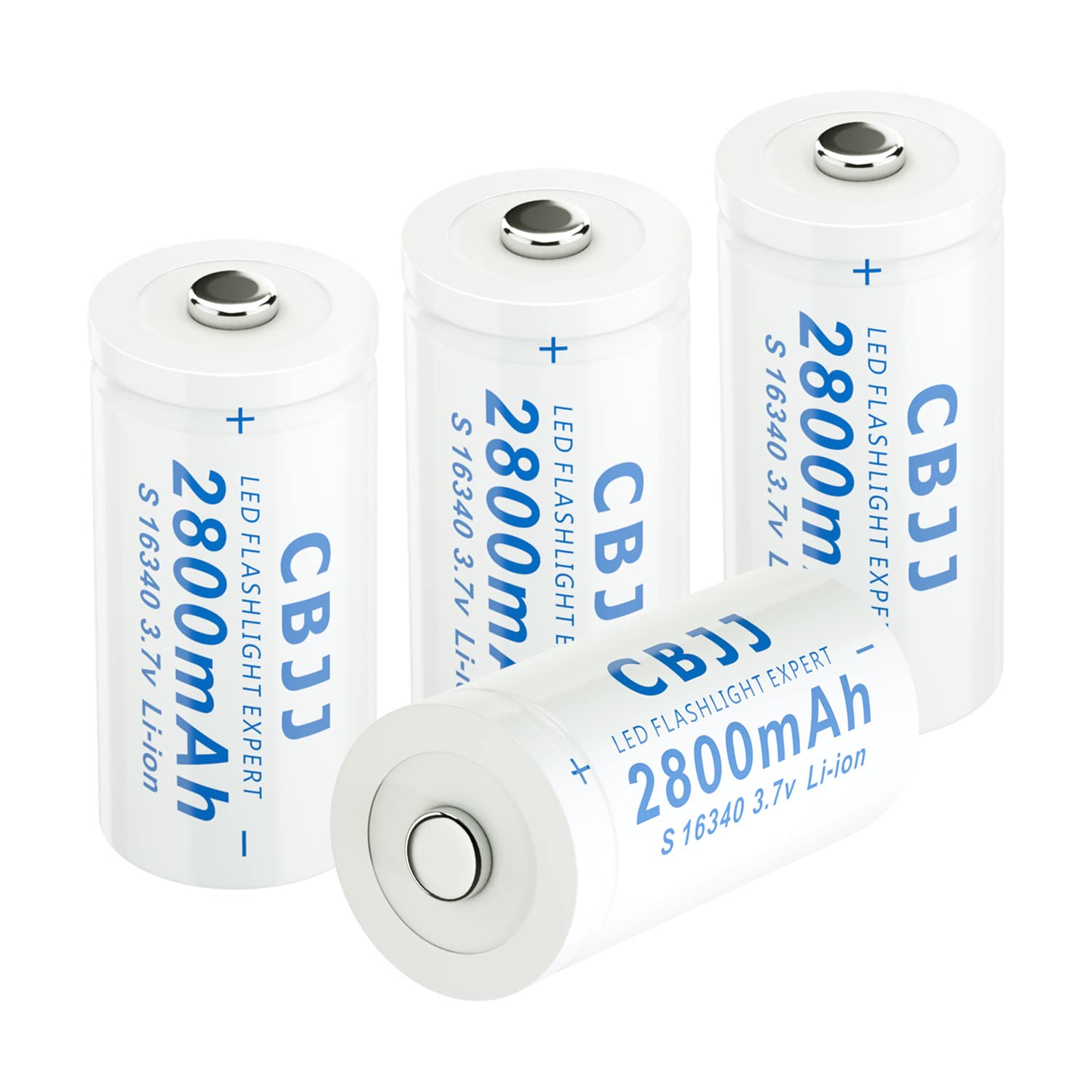3.7volt 16340 Rechargeable Battery 3.7v Battery CR123A Lithium Battery 2800mah 16340 Batteries for flashlights (4pack 3.7v-0117)