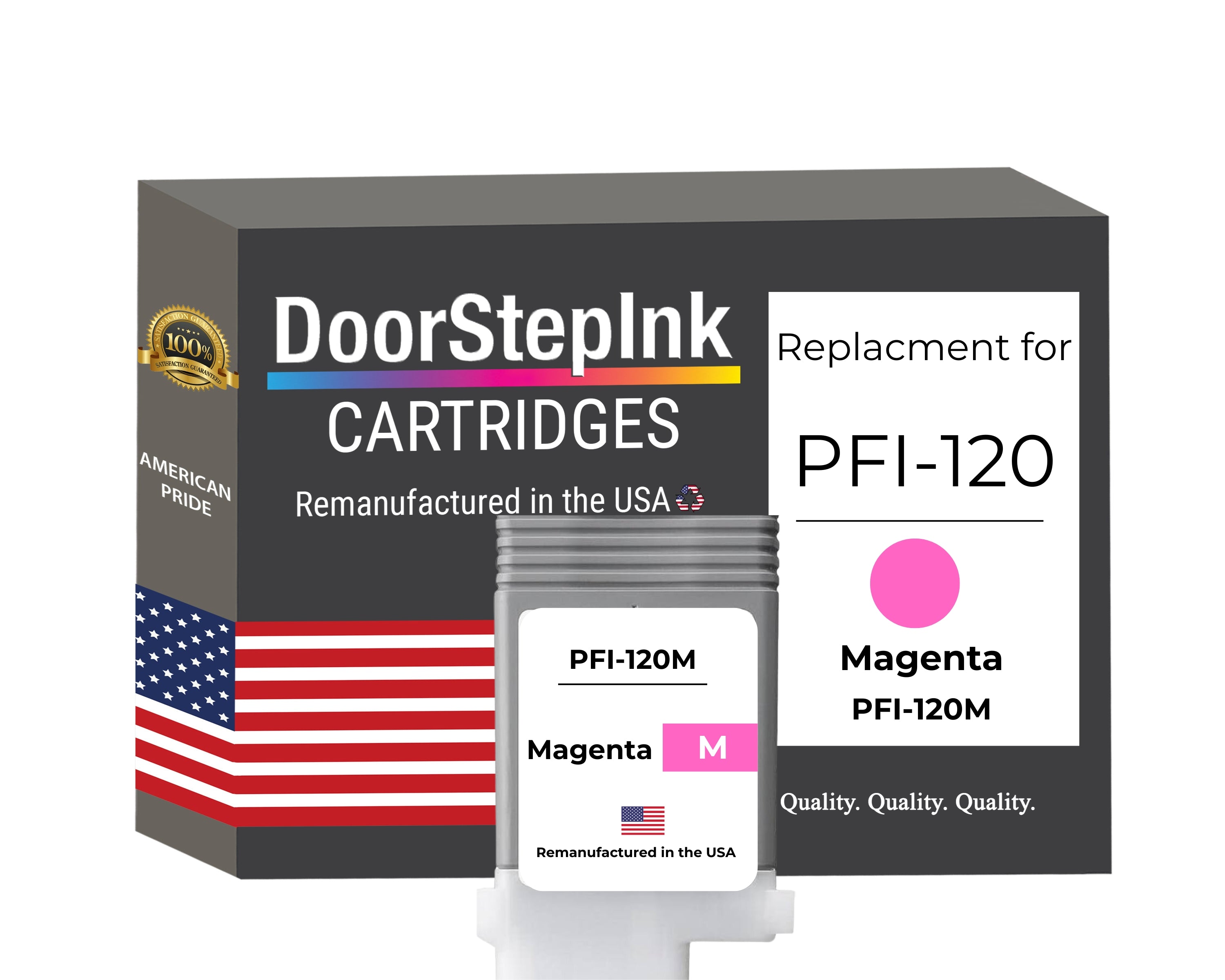 DoorStepInk Brand for Canon PFI-120M Magenta Remanufactured in the USA Ink Cartridge, 2887C001-0