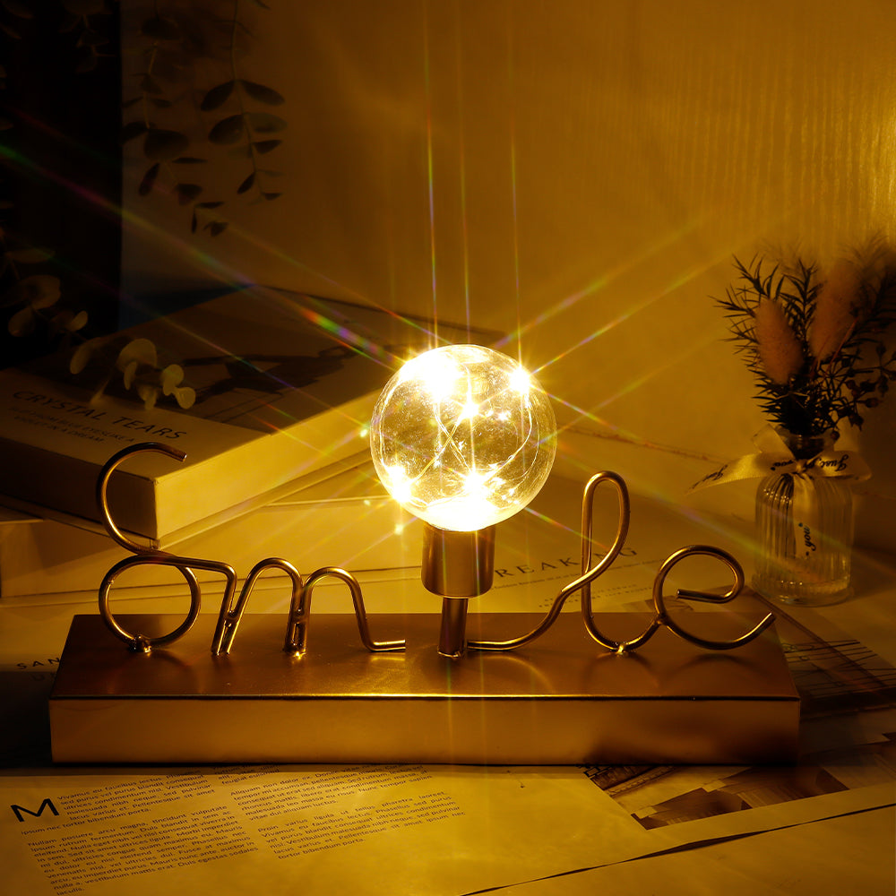 Decorative Cordless lamp Home Decor Lights with Warm White Fairy Lights(Smile)-0