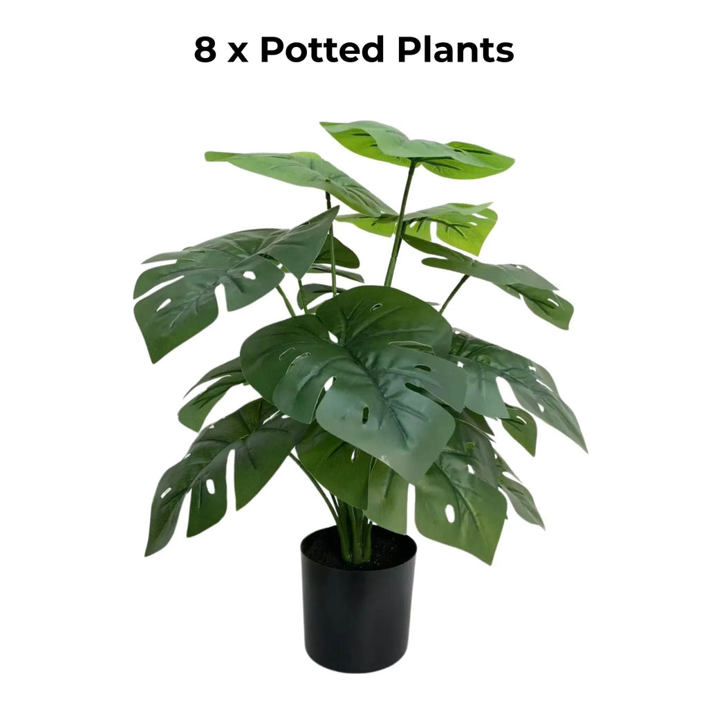 Split Philodendron Monstera Artificial Topiary Set of 8 20in-0