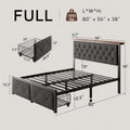 Full Size Bed Frame With Grey Storage Drawers USB Ports