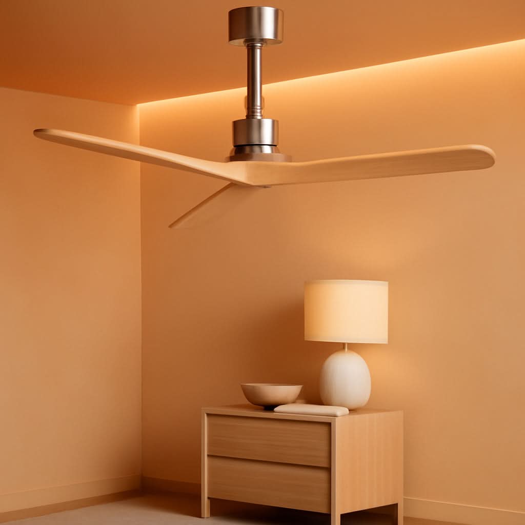 52 Inch Outdoor Patio Brushed Nickel Wood Ceiling Fan-0