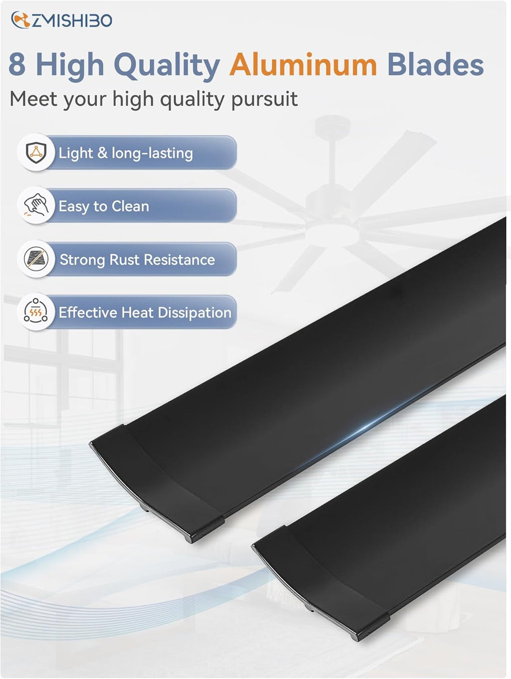 72Inch Aluminum Black Outdoor Ceiling Fan Lighting-1