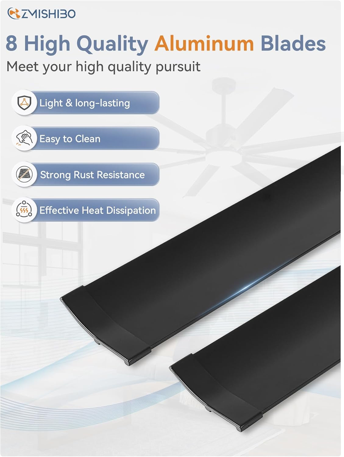 72Inch Aluminum Black Outdoor Ceiling Fan Lighting-1