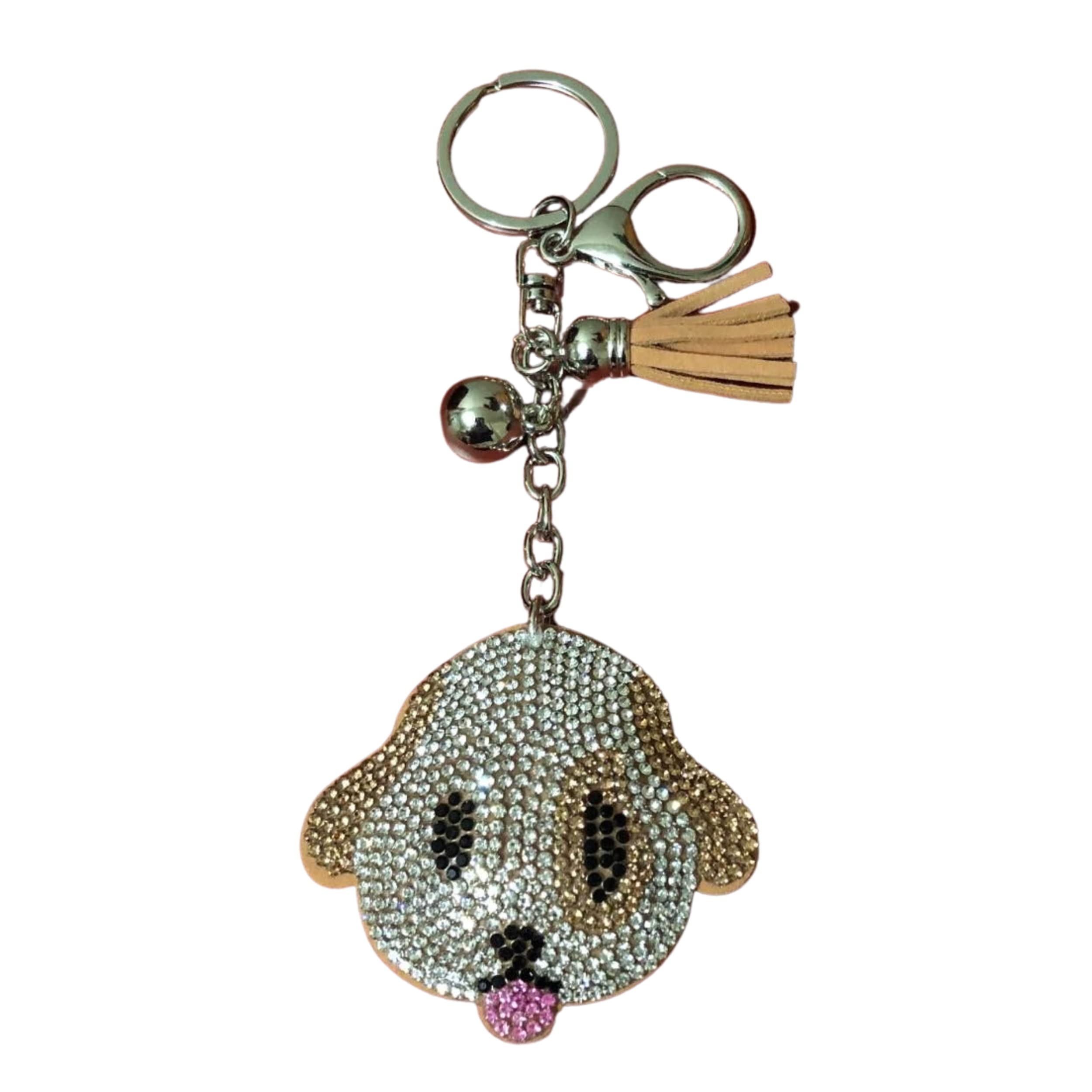 Popfizzy Dog Keychain Bling Backpack Key Chain Rhinestone Purse Charms Crystal Key Fob
