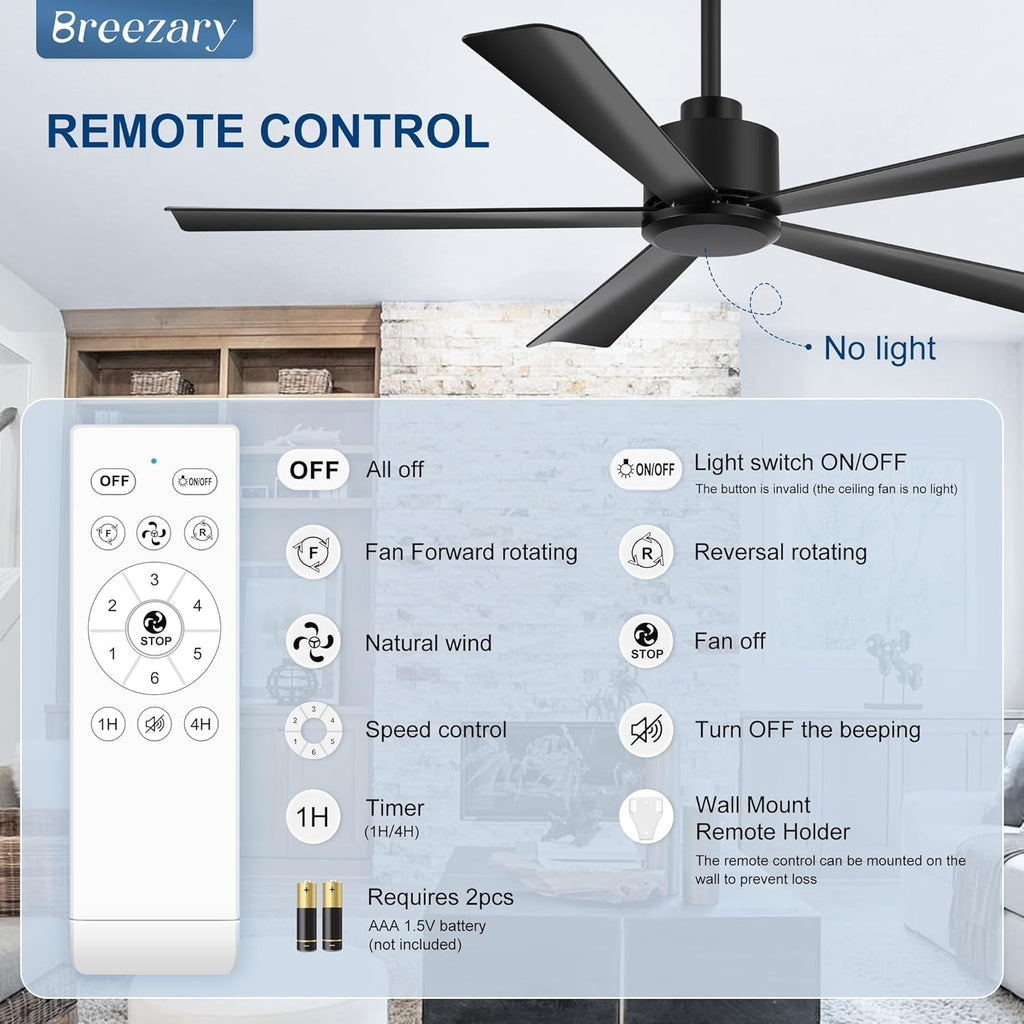 52Inch Black Industrial Grade Ceiling Fan DC Remote-3