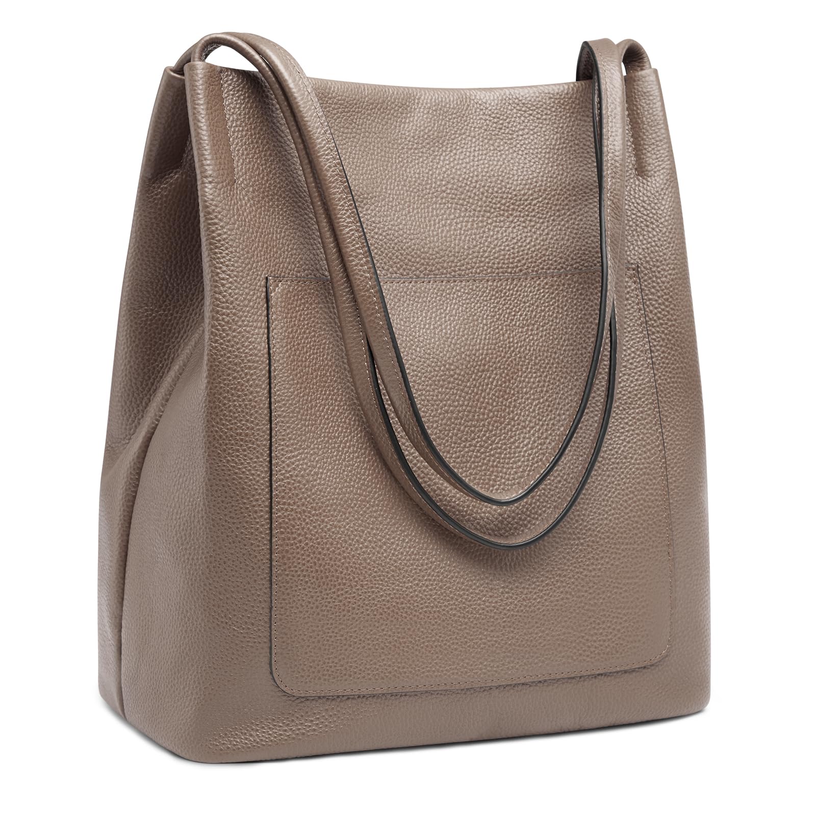 Kattee Leather Tote Bags for Women Soft Genuine Leather Purses and Handbags Shoulder Bag with Top Magnetic Snap Closure Work Travel Khaki