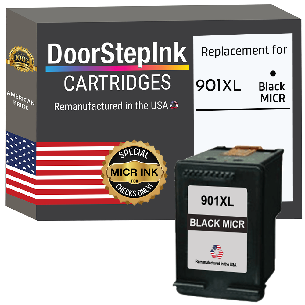 DoorStepInk Brand for HP 901XL (CC654AN) Black MICR Remanufactured in the USA Ink Cartridge, CC654AN-0