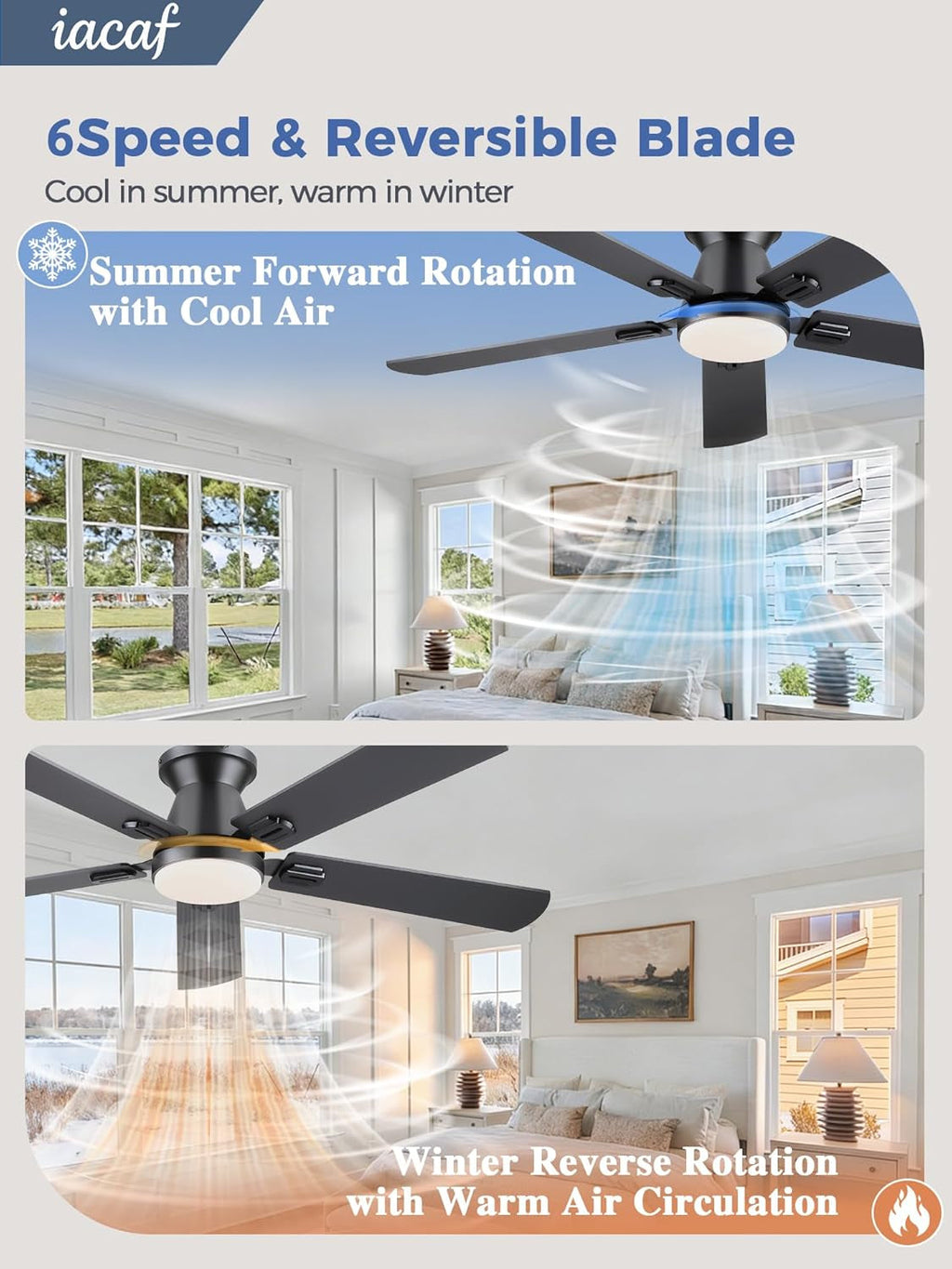 52 Inch Black Energy Efficient Ceiling Fan LED Light-2