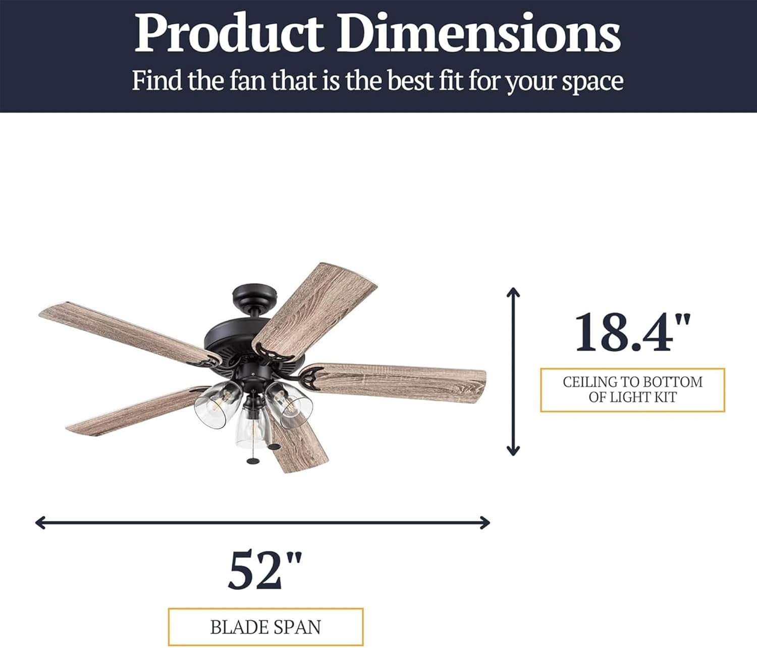 Saybrook 52-Inch Farmhouse Ceiling Fan Bronze Finish-2