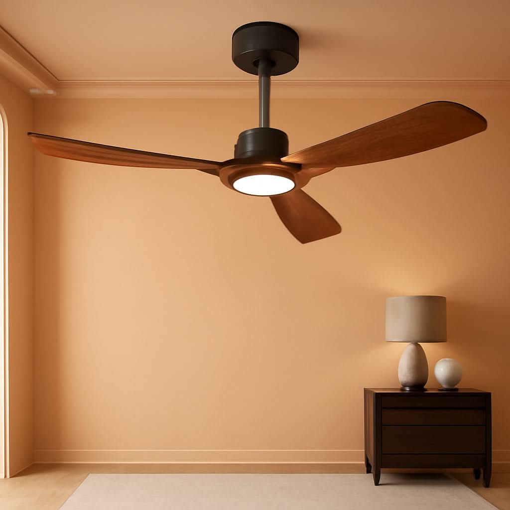 52 Inch SolidWood Ceiling Fan Black Walnut With Lights-0