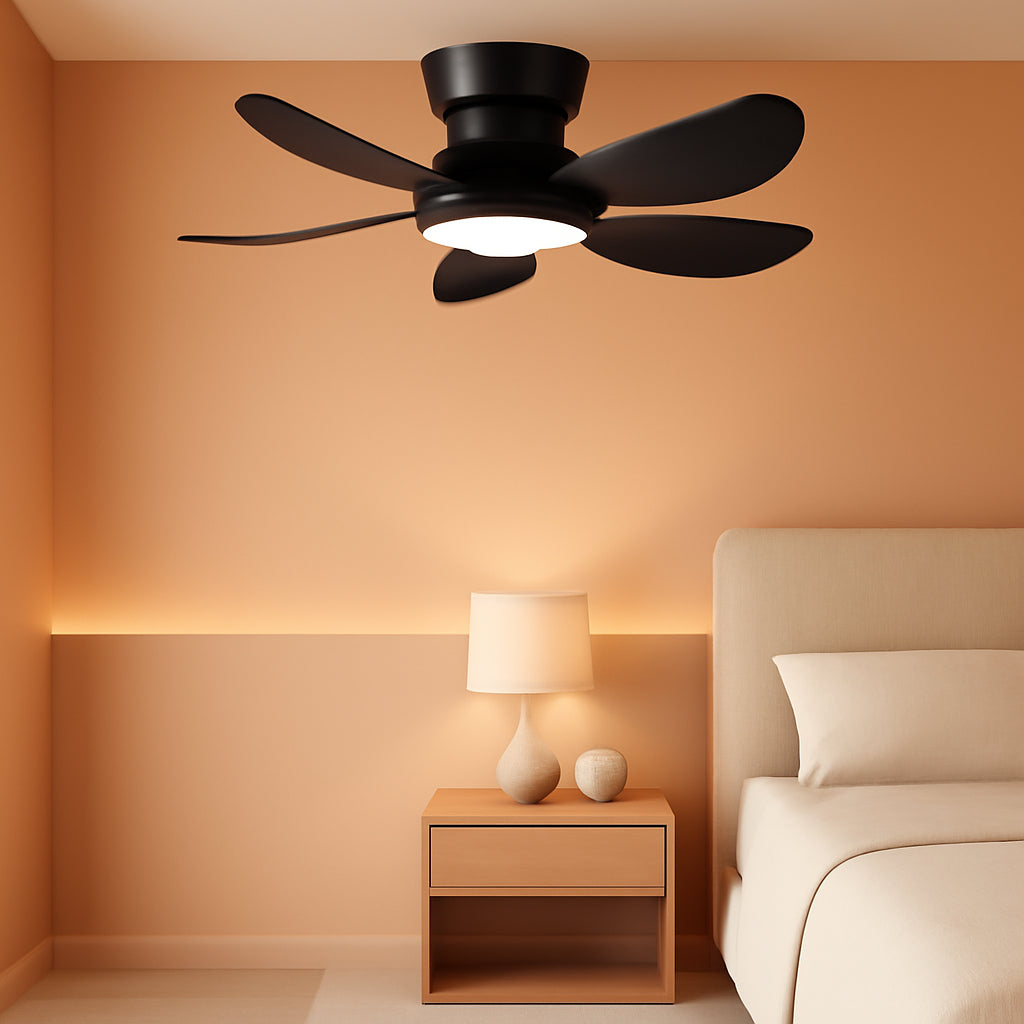 36 Inches Black Flush Mount Ceiling Fan Remote Control-0
