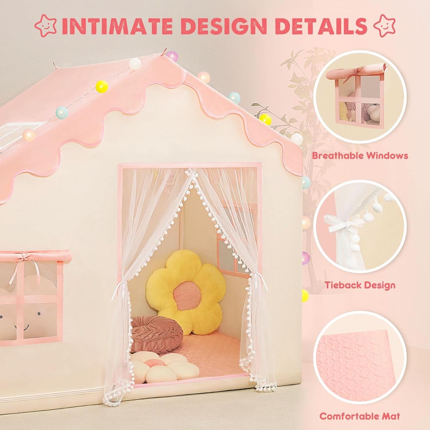 Pink Hyper Durable Indoor Multifunctional Play Tent Lights-1