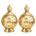 Metal Ramadan Lanterns 10" Gold Electric Candle Holders-0