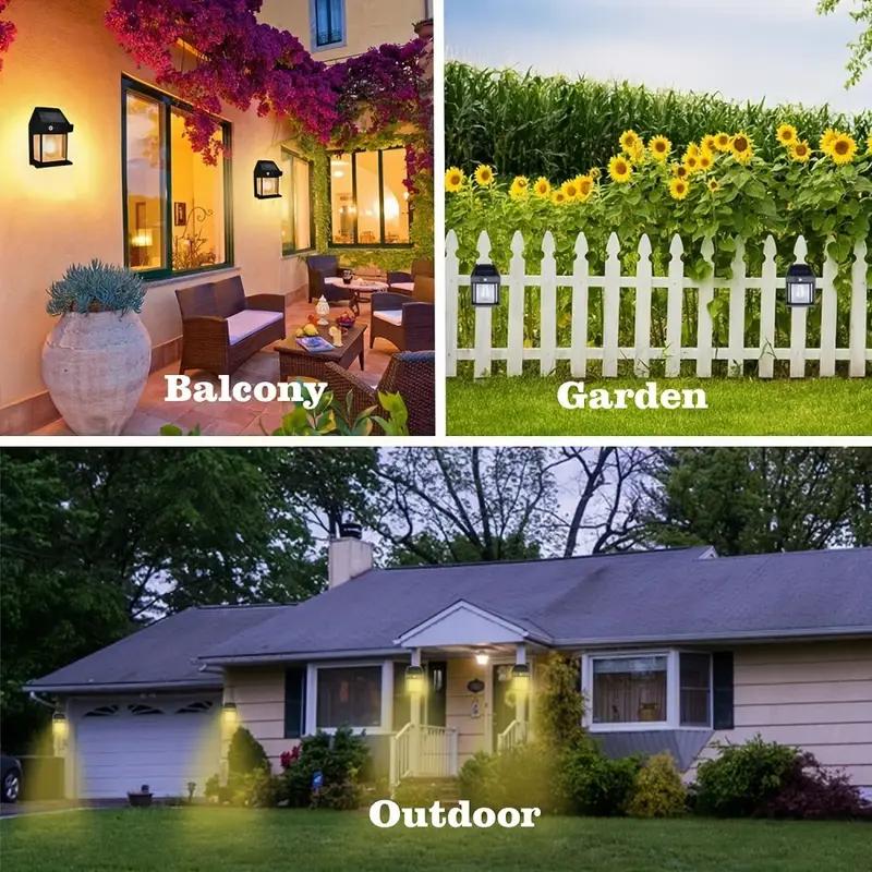 4 Pack Solar Outdoor Wall Lights with Motion Sensor, Waterproof IP65 Garden Security Lighting, 3 Modes Auto Dusk to Dawn, Wireless Decorative Lamp for Patio, Villa, Pathway-3