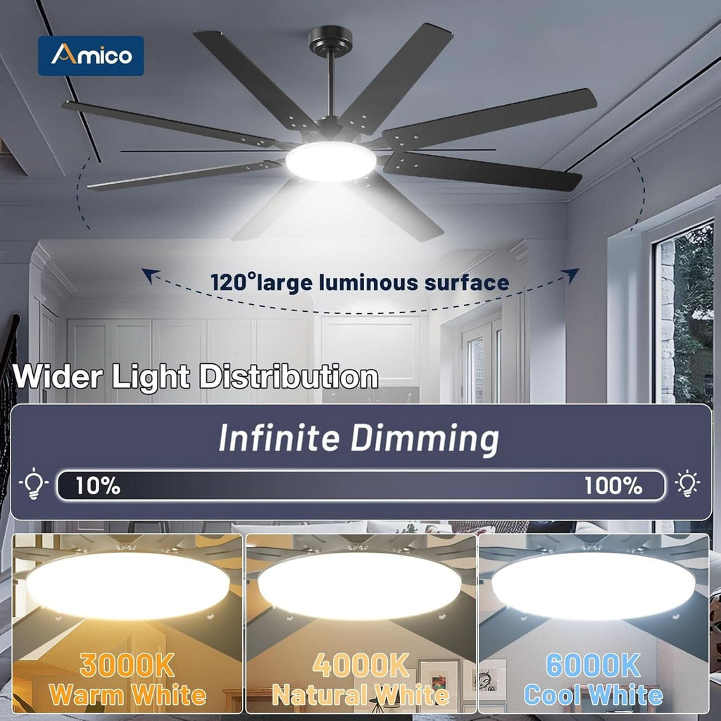 72 Inch Ceiling Fan Dimmable Lighting Remote Control-3