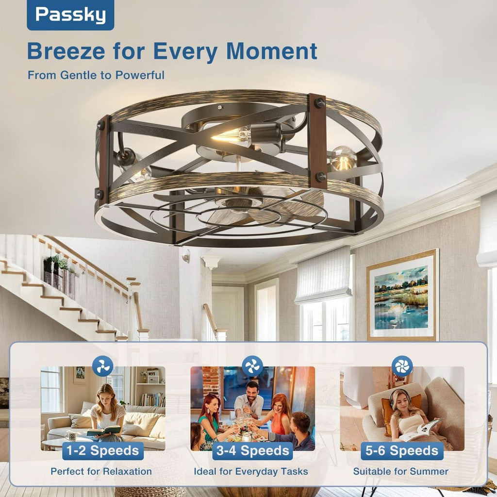 Twenty Inch Industrial Black Flushmount Ceiling Fan-4