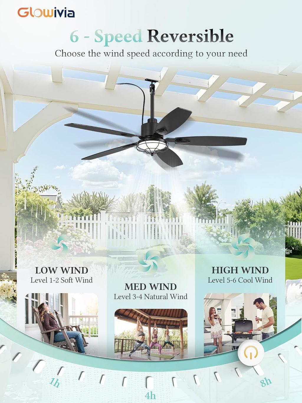 52 Inch Black Weather Resistant Outdoor Ceiling Fan-4