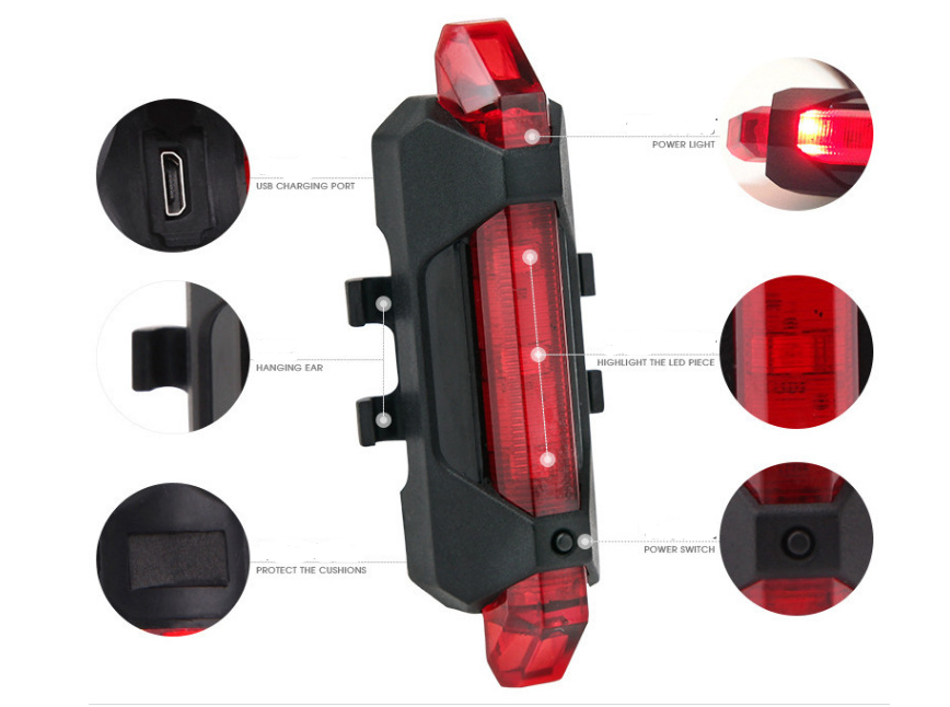 Rechargeable Bicycle Tail Light for Mountain Bikes